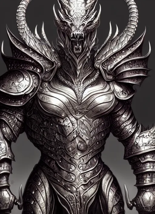 Image similar to muscular and tall humanoid dragon!!!! draconian!! intricate ornate iridescent heavy armor!! character concept art, sharp focus, octane render! unreal engine 5! highly rendered!! trending on artstation!! detailed linework!! illustration by artgerm, wlop, and chie yoshii