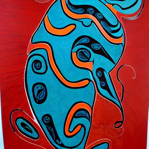 Prompt: whale. style of haida gwaii, pacific northwest coast, native art, tribal, clean