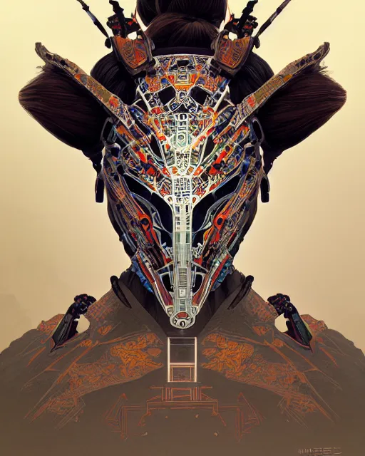 Prompt: symmetry!! portrait of a machine from horizon zero dawn, machine face, decorated with chinese opera motifs, intricate, elegant, highly detailed, digital painting, artstation, concept art, smooth, sharp focus, illustration, art by artgerm and greg rutkowski and alphonse mucha, 8 k