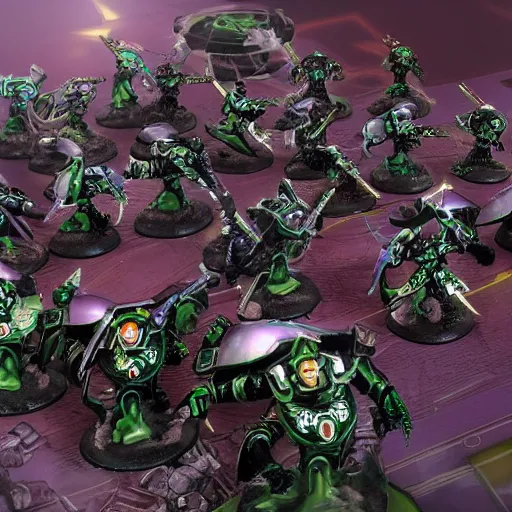 Image similar to adepta sororitas battling necrons, battle scene, high lighting, concept art