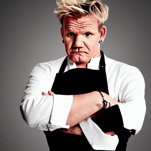 Prompt: gordon ramsay dining with the devil
