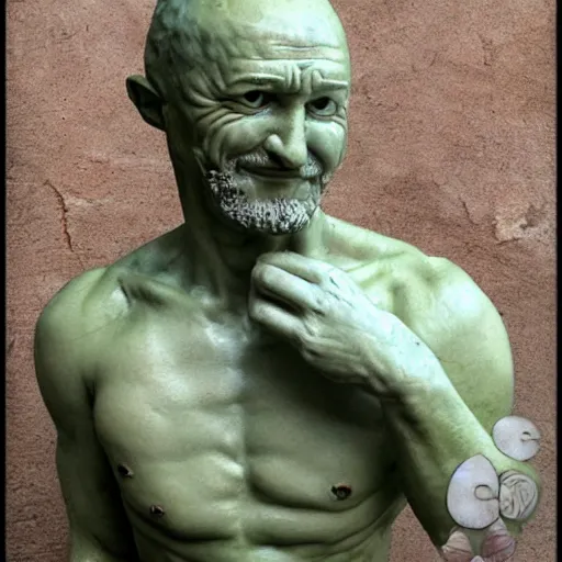 Prompt: man with onion for head, sculpture by Michelangelo