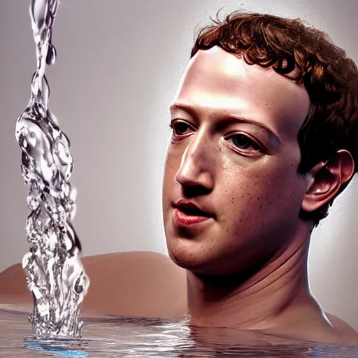 Image similar to mark zuckerberg as water made of water, award winning stunning water photography, extremely detailed, artstation, 8 k, sensual lighting, incredible art, wlop, artgerm