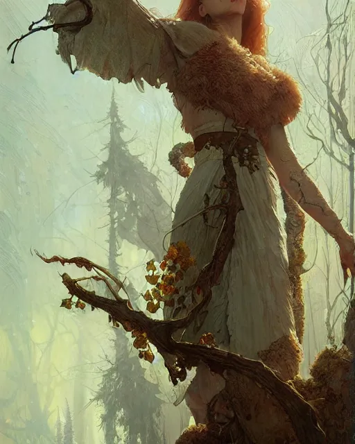 Image similar to betula pendula, fantasy digital art by laurie greasly, ( moebius ), wlop, greg rutkowski, denis sarazhin, mucha, highly detailed, sharp focus, artstation