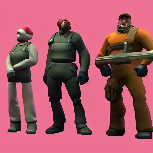 Image similar to 3d render minimalistic octane team fortress characters