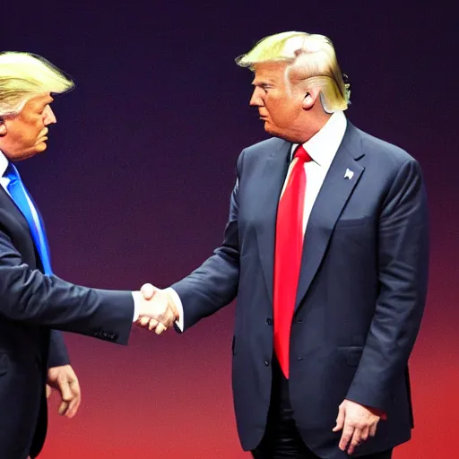 Image similar to donald trump and magnus carlsen shaking hands