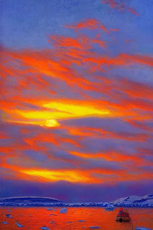 Image similar to sunset over antartica by victor nizovtsev