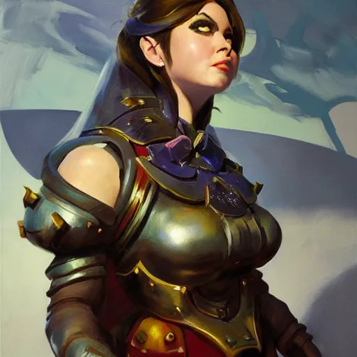 Image similar to greg manchess portrait painting of partially armored alice from alice in wonderland as overwatch character, medium shot, asymmetrical, profile picture, organic painting, sunny day, matte painting, bold shapes, hard edges, street art, trending on artstation, by huang guangjian, gil elvgren, ruan jia, randy vargas, greg rutkowski