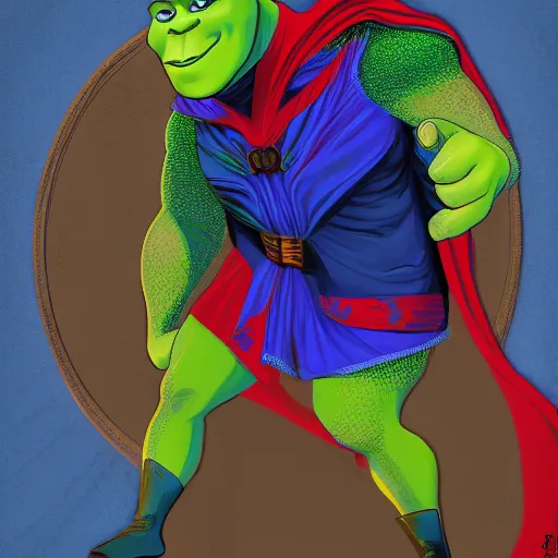 Image similar to Digital painting of Shrek as Doctor Strange