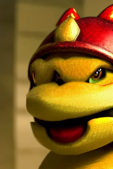 Image similar to very very intricate photorealistic photo of bowser jr in an episode of game of thrones, photo is in focus with detailed atmospheric lighting, award - winning details