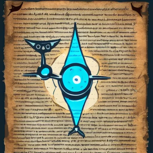 Image similar to diagram of a portal gun, magical parchment