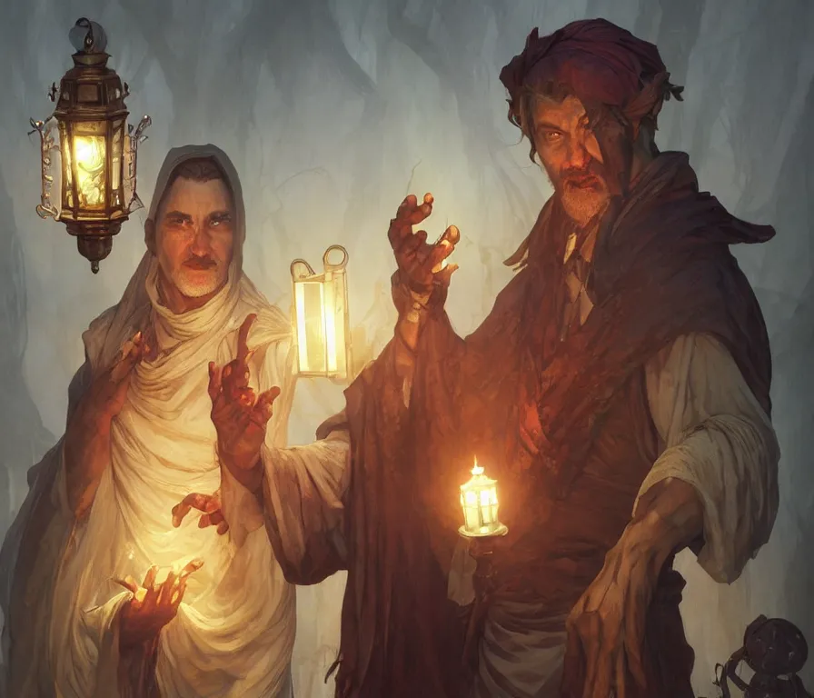 Image similar to male senior cleric holding a lantern surrounded by zombies, highly detailed, digital painting, artstation, concept art, smooth, sharp focus, illustration, art by artgerm and greg rutkowski and alphonse mucha and andrei riabovitchev