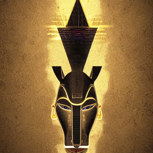 Prompt: egypt god, anubis, light beams, light lines, head, light circles, artstation, highly detailed, perfect lightning, pyramid, amon ra, crystall, vector, digital art, concept art