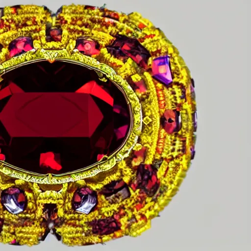 Image similar to a bright garnet. artstation. high detail. photo. there is a face visible in the garnet