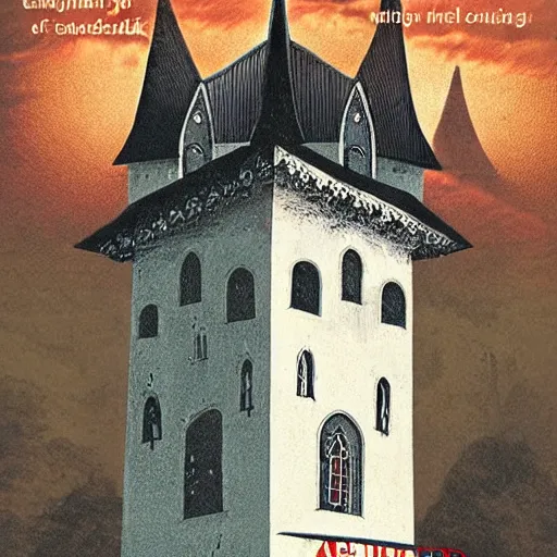 Prompt: a book that holds evil power, its readers perish, guarded by a seer in a tower