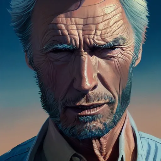 Image similar to highly detailed portrait, clint eastwood, in gta v, stephen bliss, unreal engine, fantasy art by greg rutkowski, loish, rhads, ferdinand knab, makoto shinkai and lois van baarle, ilya kuvshinov, rossdraws, tom bagshaw, global illumination, radiant light, detailed and intricate environment