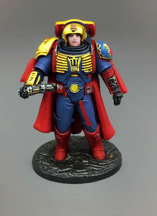 Image similar to 8 0 mm resin detailed miniature of elon musk as a warhammer 4 0 k space marine, product introduction photos, 4 k, full body,