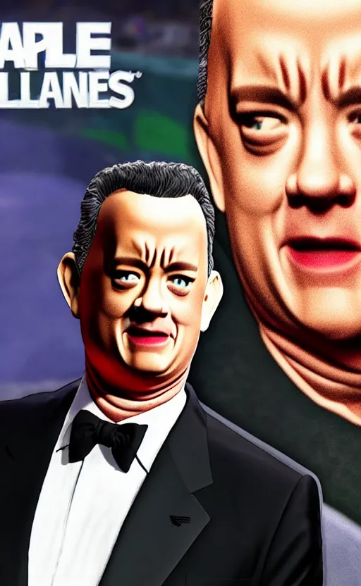 Prompt: Tom Hanks as a character in the game League of Legends, with a background based on the game League of Legends, detailed face, old 3d graphics