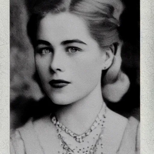 Image similar to edwardian photograph of grace kelly, emilia clarke, 1 9 0 0 s, 1 9 1 0 s, grainy, slightly blurry, very faded photo, realistic face, elegant, graceful