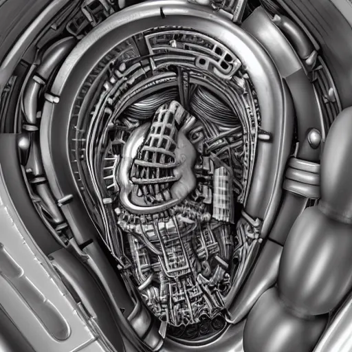 Prompt: realistic detailed image of the inside of a biomechanical valve body, very intricate masterpiece