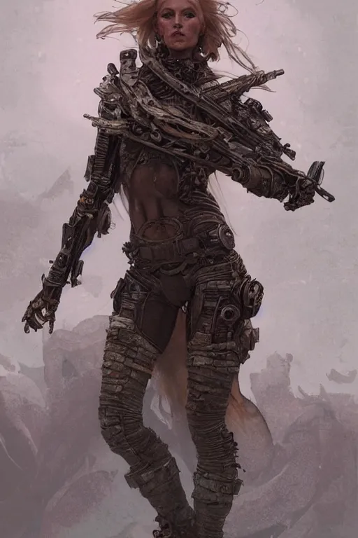 Image similar to a full body portrait of a beautiful post apocalyptic offworld nordic bounty hunter dancing reposed by the magma pits, intricate, elegant, highly detailed, digital painting, artstation, concept art, smooth, sharp focus, illustration, art by krenz cushart and artem demura and alphonse mucha