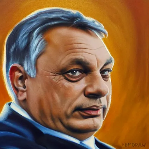 Image similar to viktor orban on vacation, oil painting