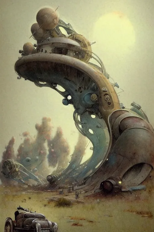 Image similar to ( ( ( ( ( 1 9 5 0 s retro science fiction landscape. muted colors. ) ) ) ) ) by jean - baptiste monge!!!!!!!!!!!!!!!!!!!!!!!!!!!!!!
