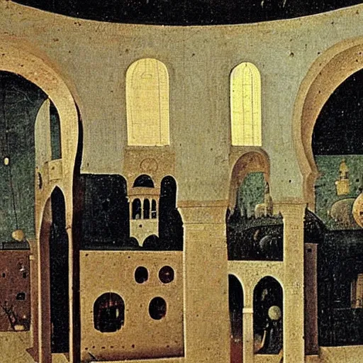 Prompt: ottoman mosque by hieronymus bosch