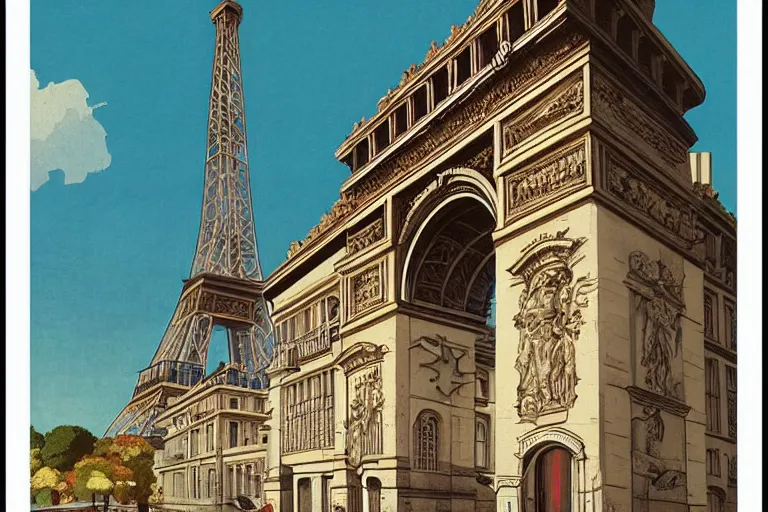 Image similar to paris historical sites by hasui kawase, artstation