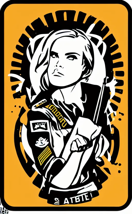 Prompt: girl, guns, vector art, silicone patch design, insignia, soldier clothing, military gear, high detail