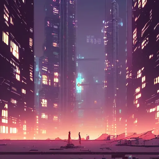 Image similar to A cyberpunk city by Makoto Shinkai