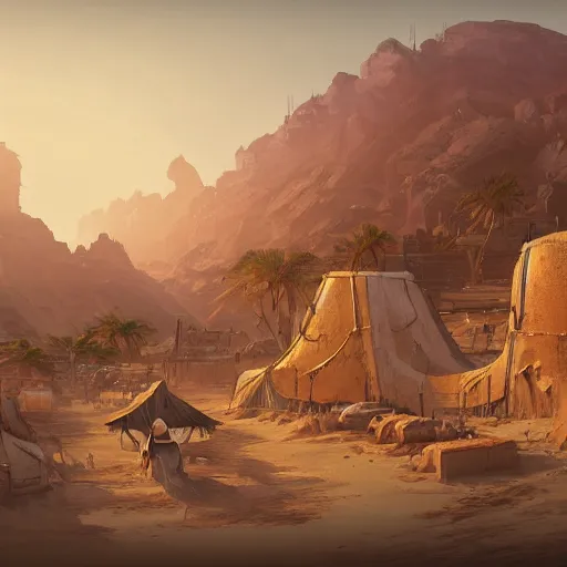 Image similar to a desert village, artstation, cgsociety