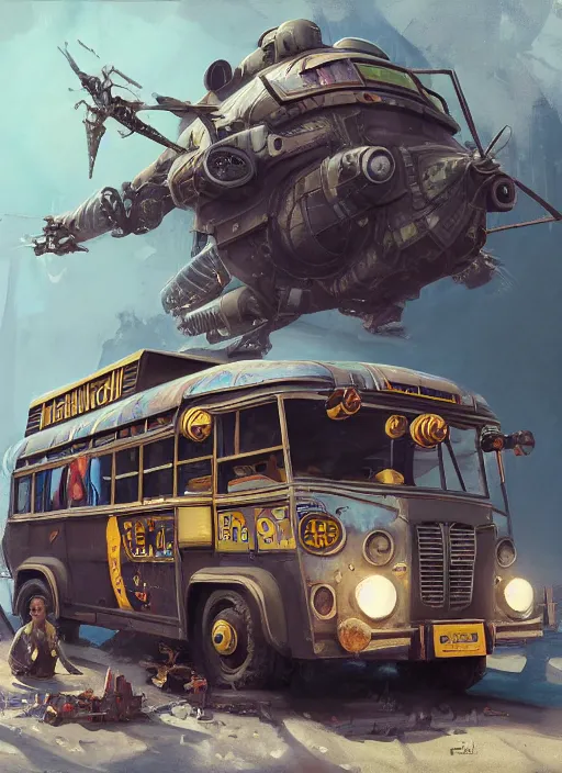 Image similar to high intricate painting bus lightyear, dieselpunk, full shot, neil gaiman, maria panfilova, andrea savchenko, mike kime, ludovic plouffe, qi sheng luo, oliver cook, julian calle, eddie mendoza, trending on artstation