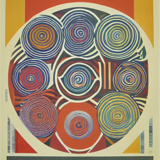 Image similar to graphic design poster by palefroi, elements in a composition, risoprint, color circles