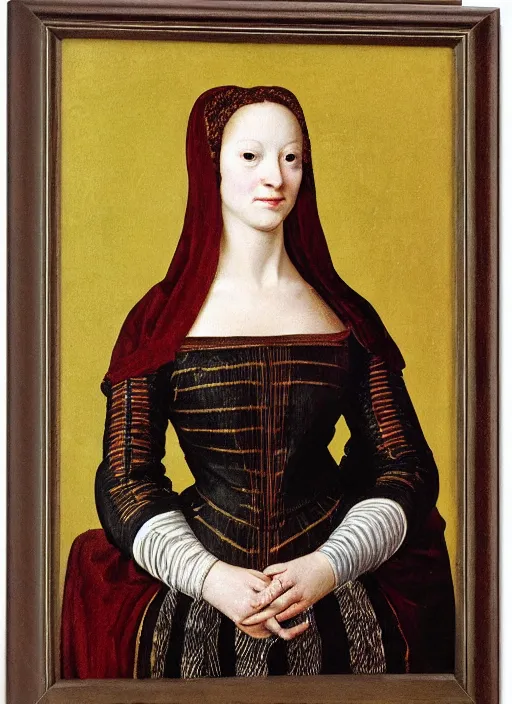 Image similar to portrait of young woman in renaissance dress and hennin,