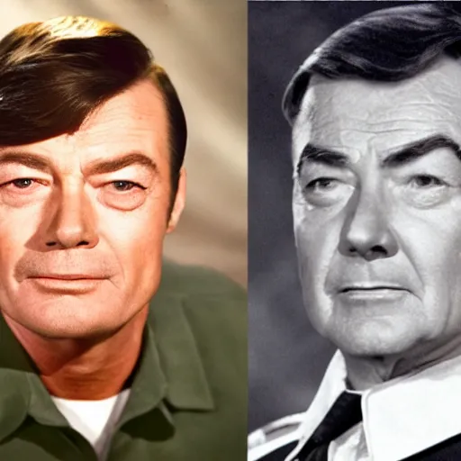 Prompt: photo of a person who looks like a mixture between deforest kelley and james doohan