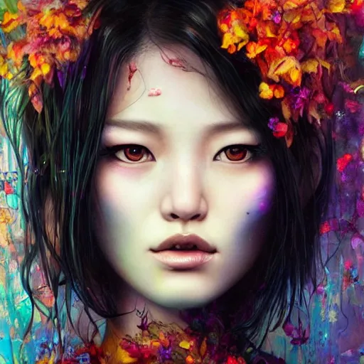 Prompt: an angel portrait of Crystal Liu , tall, fair skin, and slender with pale golden eyes and long eyelashes by Stanley Artgerm,Tom Bagshaw,arthur adams, Carne Griffiths, trending on Deviant Art,street art,face enhance,chillwave,maximalist,full of color, glittering