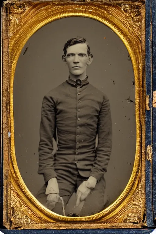 Image similar to spider - man, american civil war photo portrait, 1 8 6 4, tin type