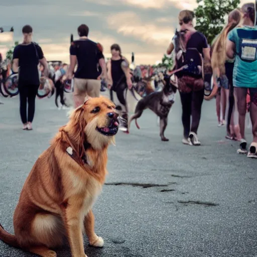 Prompt: cats and dogs at flow festival