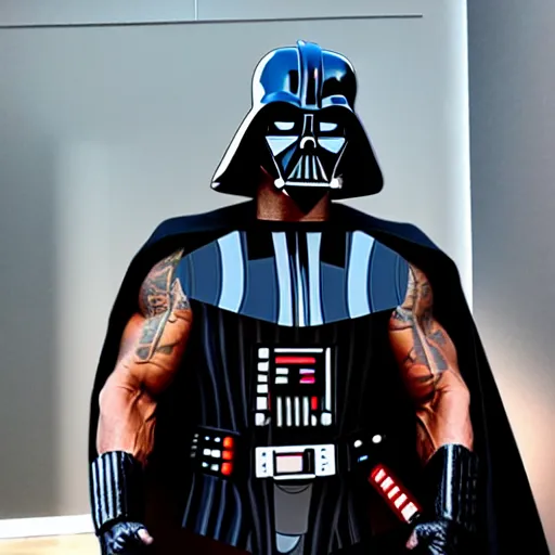 Prompt: Dwayne The Rock Johnson dressed as Darth Vader