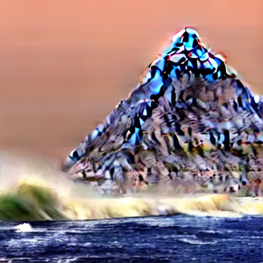 Image similar to a tsunami approaching egyptian pyramids