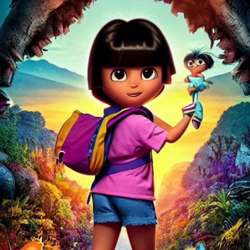 Image similar to dora the explorer in a horror movie, movie poster