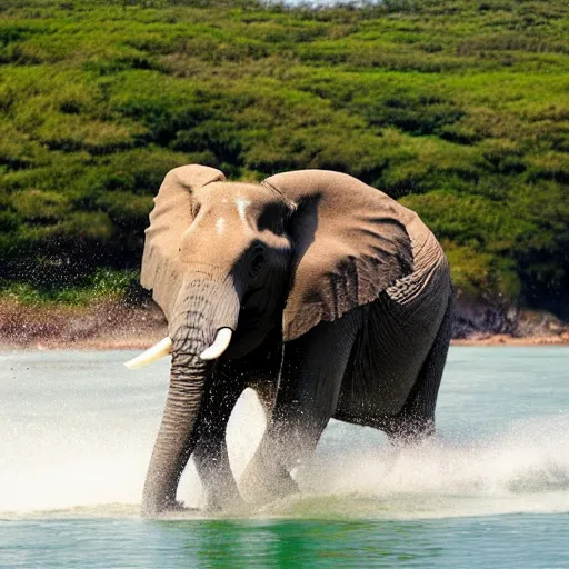 Image similar to nature photo of elephant taking a bath in the ocean