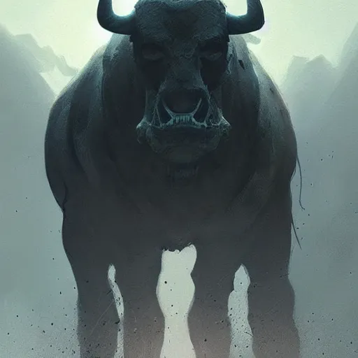 Image similar to 💀🐃, Greg rutkowski, Trending artstation, cinematográfica, digital Art