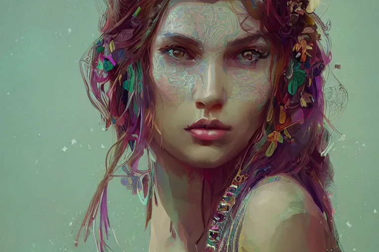 Image similar to a beautiful bohemian girl, intricate, highly detailed, digital painting,, artstation, official media, concept art, rich vivid colors, ambient lighting, sharp focus, illustration, art by wlop