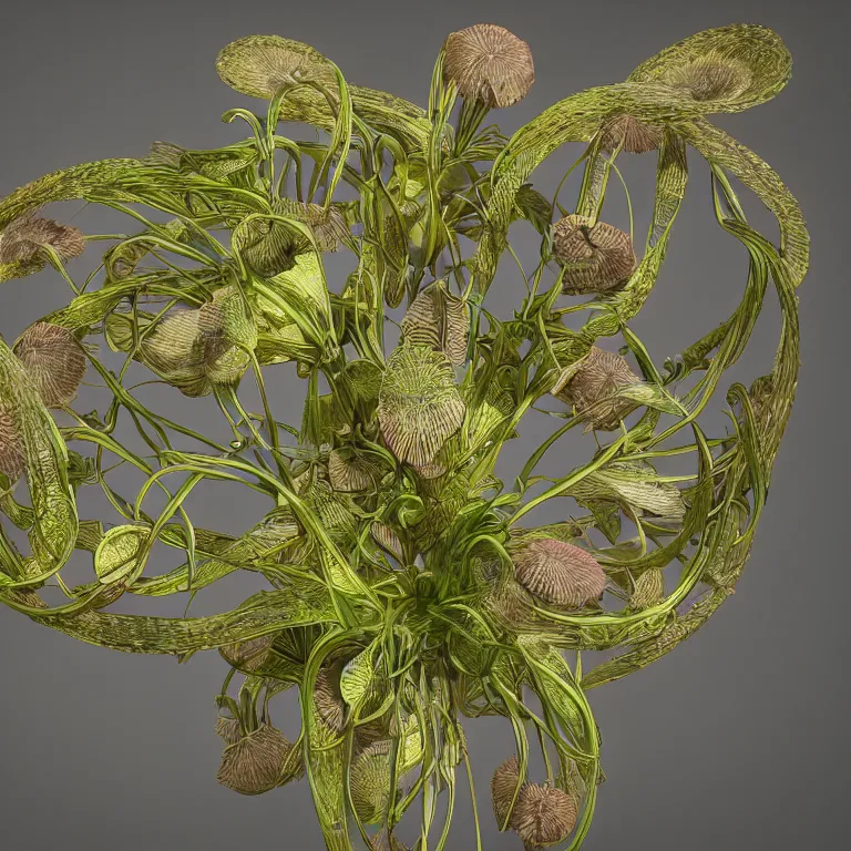 Image similar to complex plant seed by ernst haeckel, modeled in 3 d, exquisite lighting, cinema 4 d render, clear focus, very coherent, very detailed