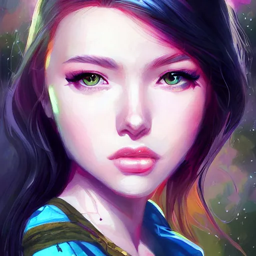 Image similar to portrait of teen girl, art by Ross tran