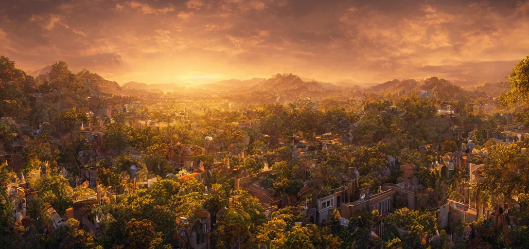 Image similar to a beautiful photo of Arcadia, golden hour, award winning photo, hyper detailed, very sharp, 8k, cinematic