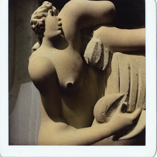 Prompt: Polaroid photo of fragmented greek sculpture of Kiki delivery service