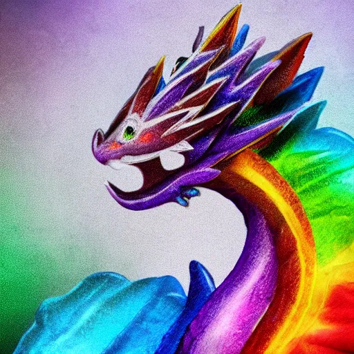 Prompt: a tiny dragon with rainbow colored wings, high resolution film still, 4k, HDR color